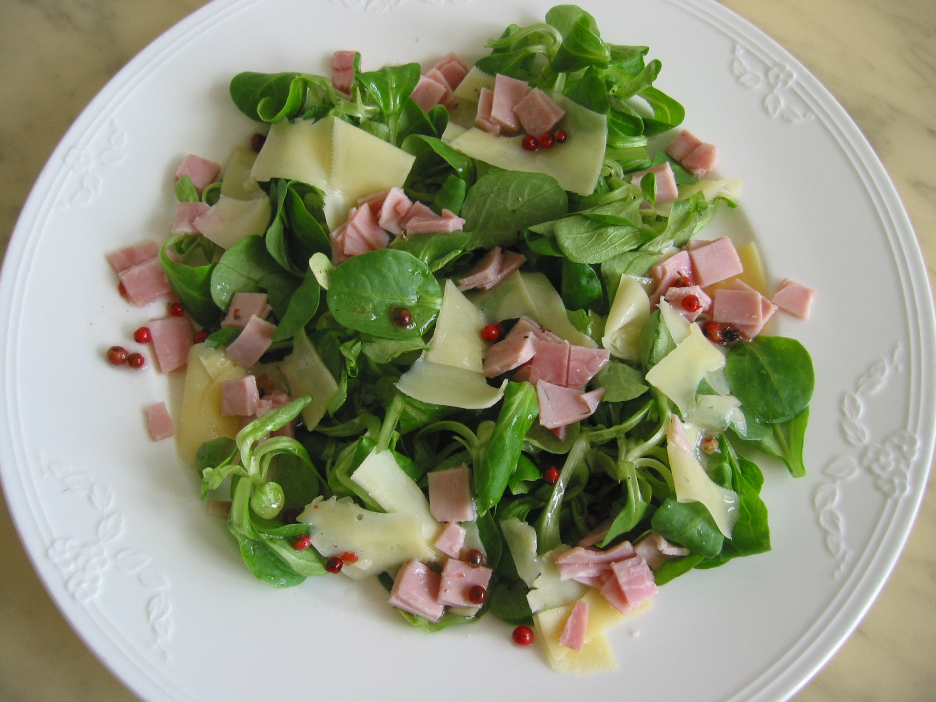 Feldsalat mit Schinken und Kse