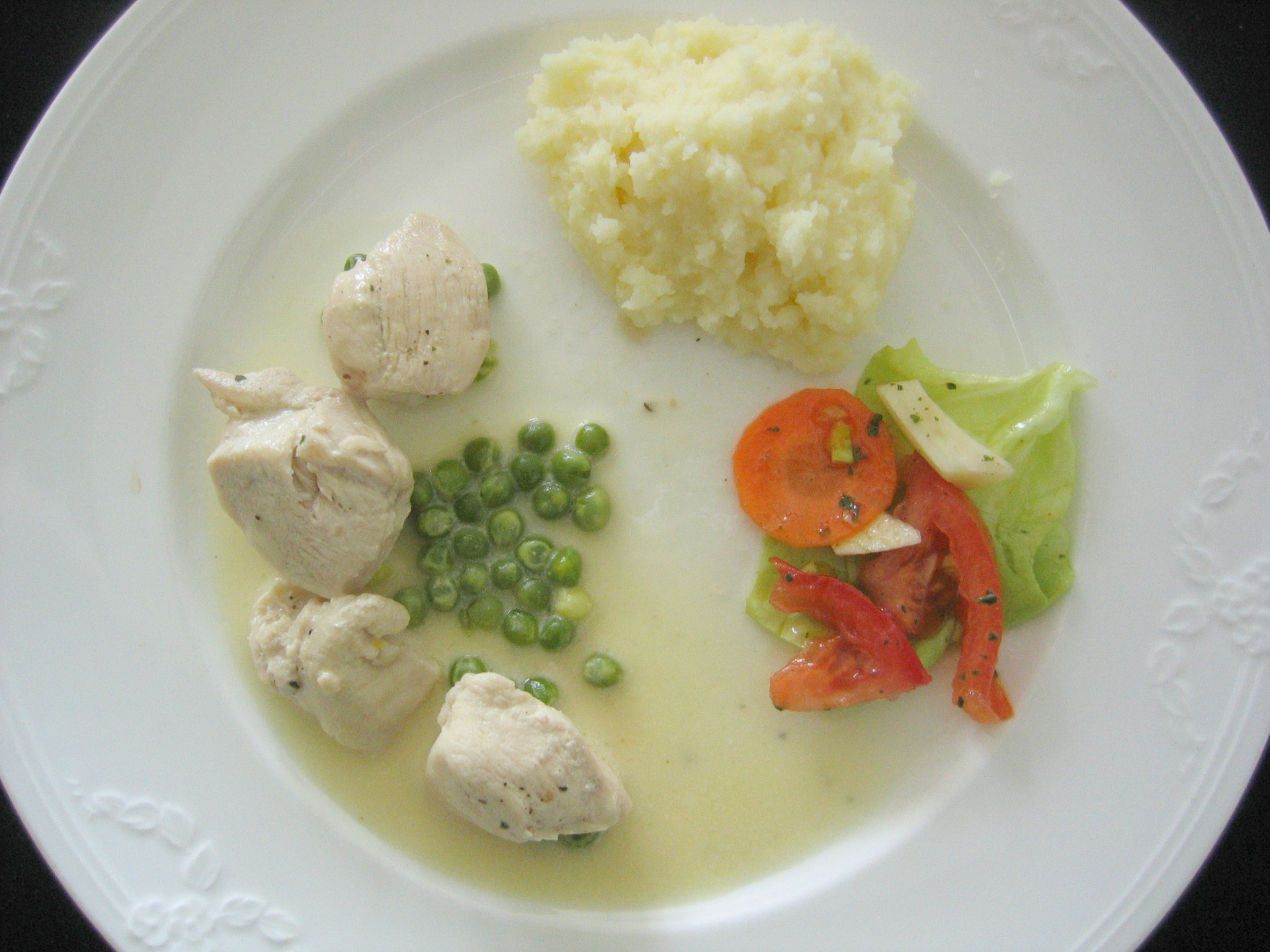 Hhnchenbrust mit Erbsen-Sauce