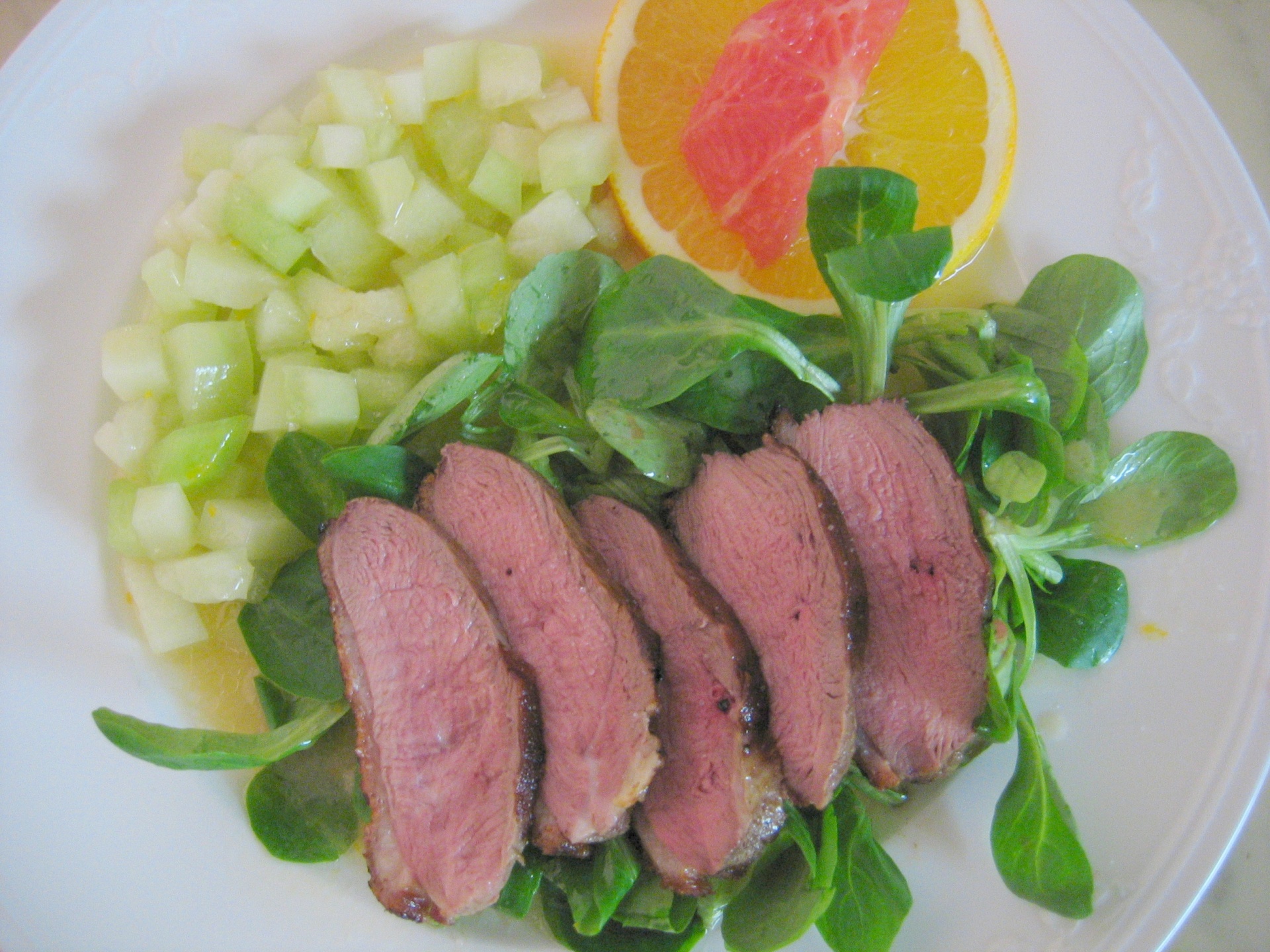 Entenbrust mit Melonensalat