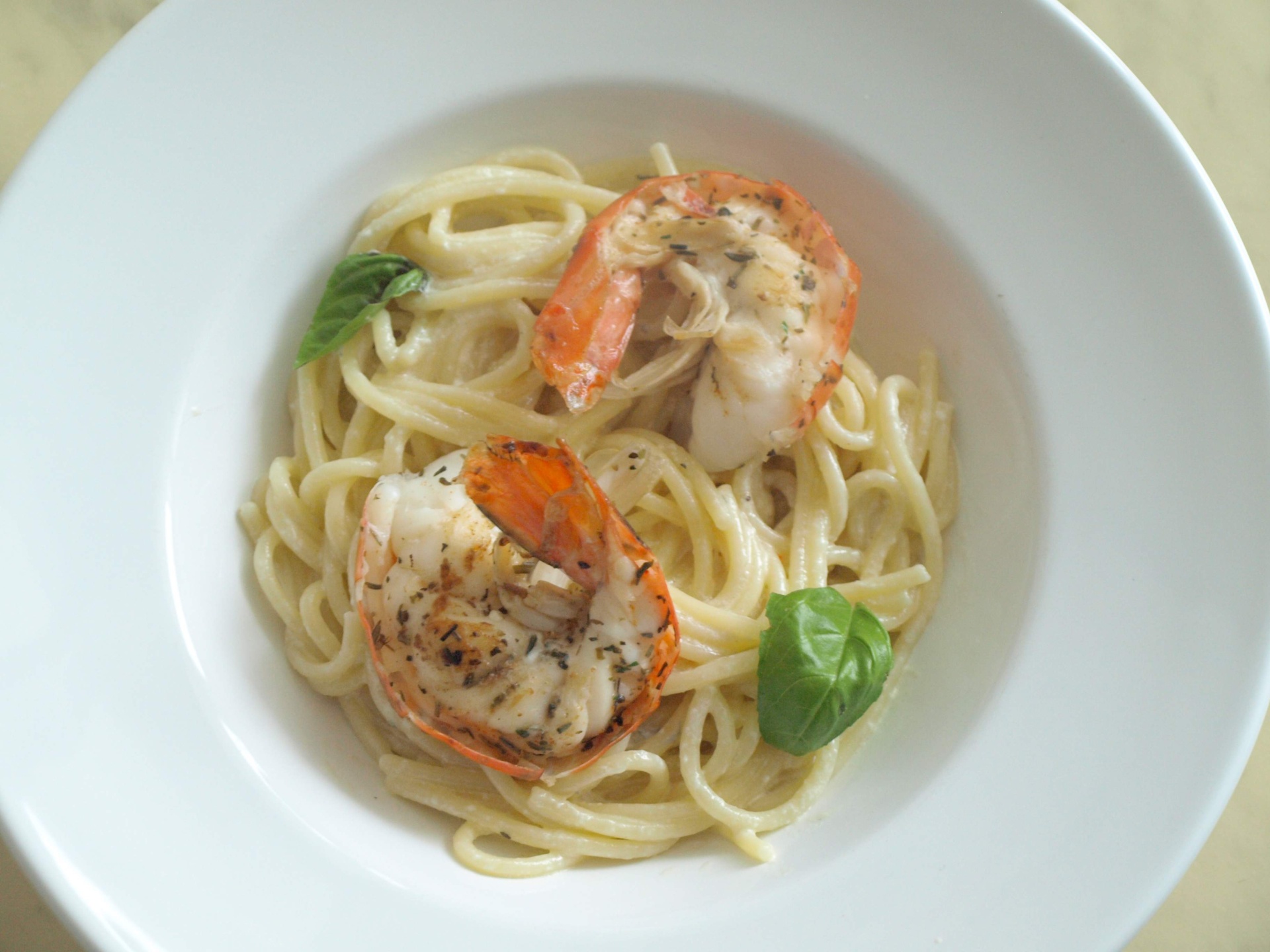 Spaghetti mit Riesengarnelen