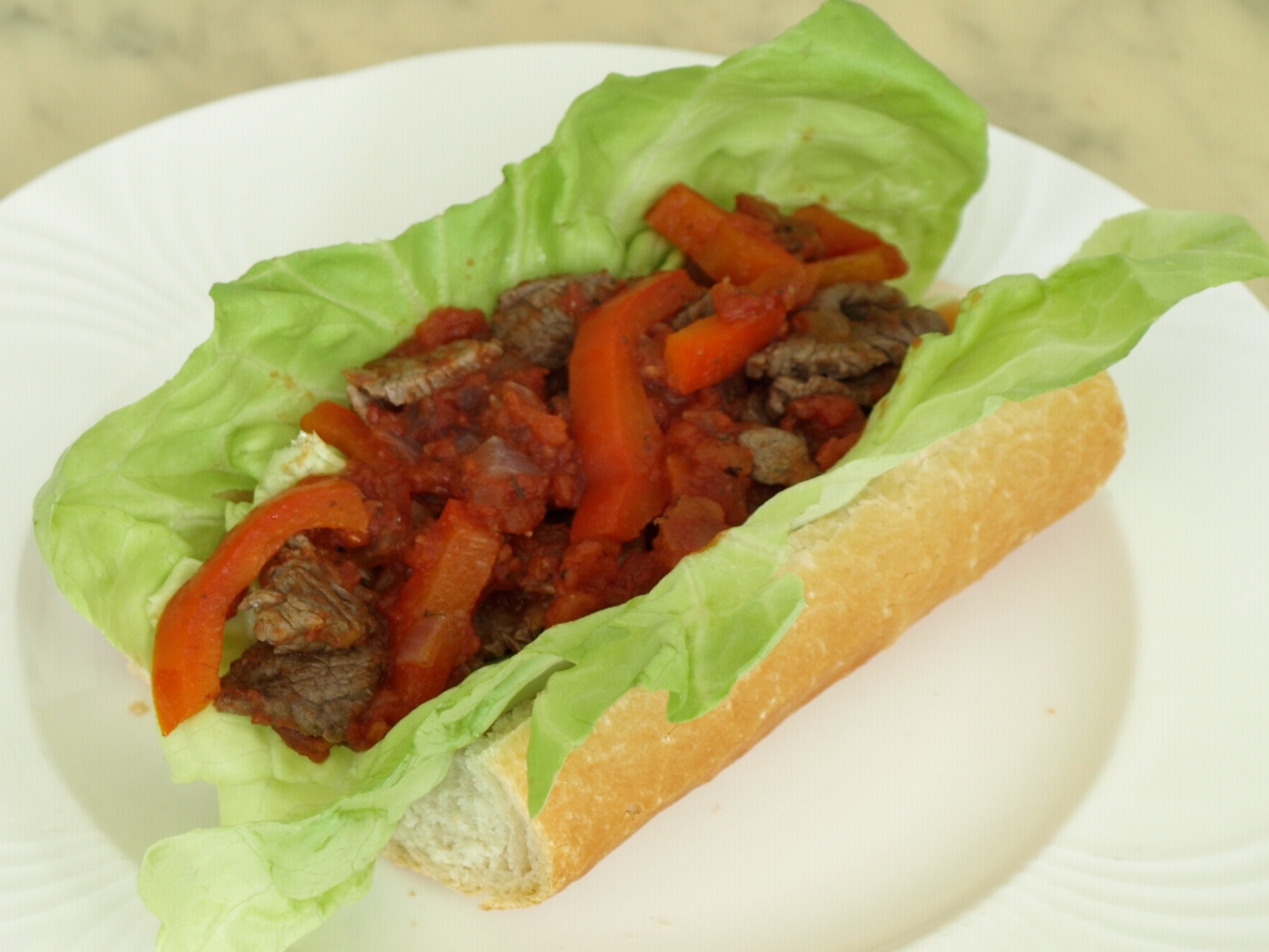 Baguette mit Rindfleisch Cajun
