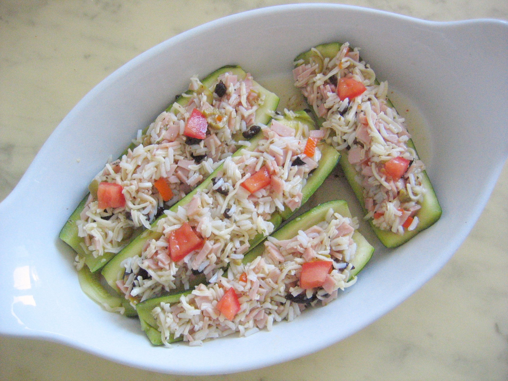 Gefllte Zucchini, berbacken