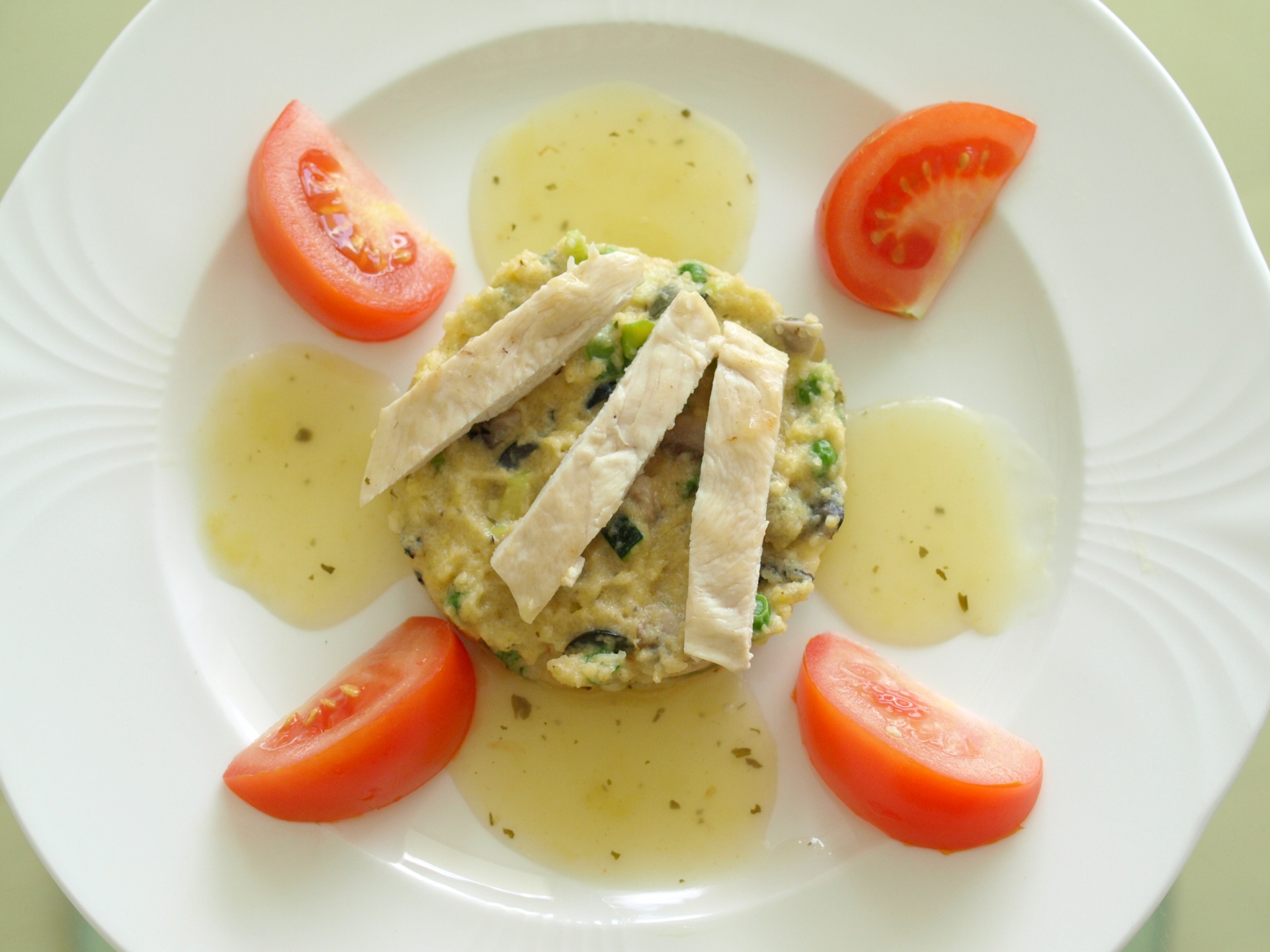 Hhnchenbrust mit Gemsepolenta