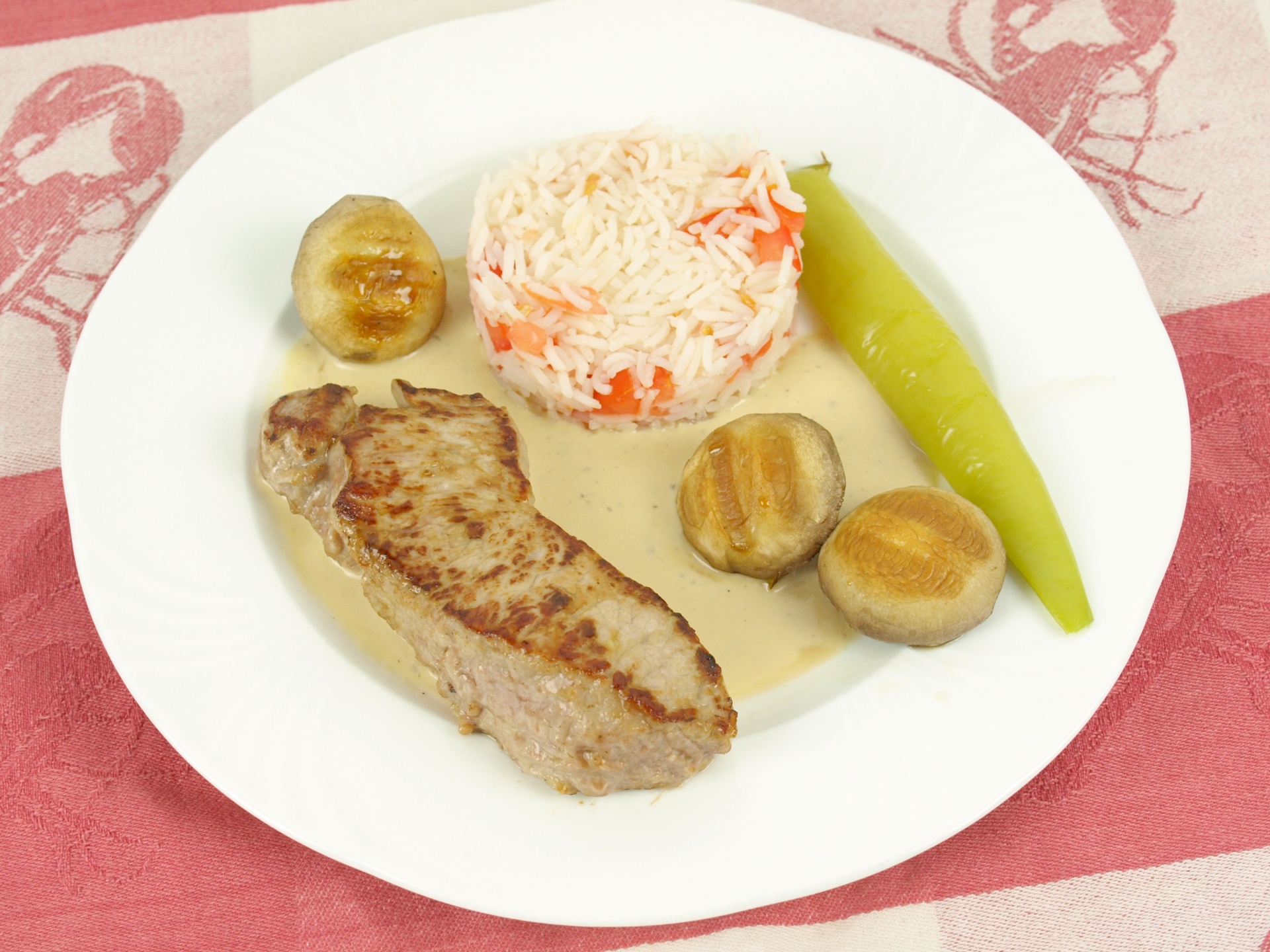 Kalbsrckensteak mit Mascarponesauce