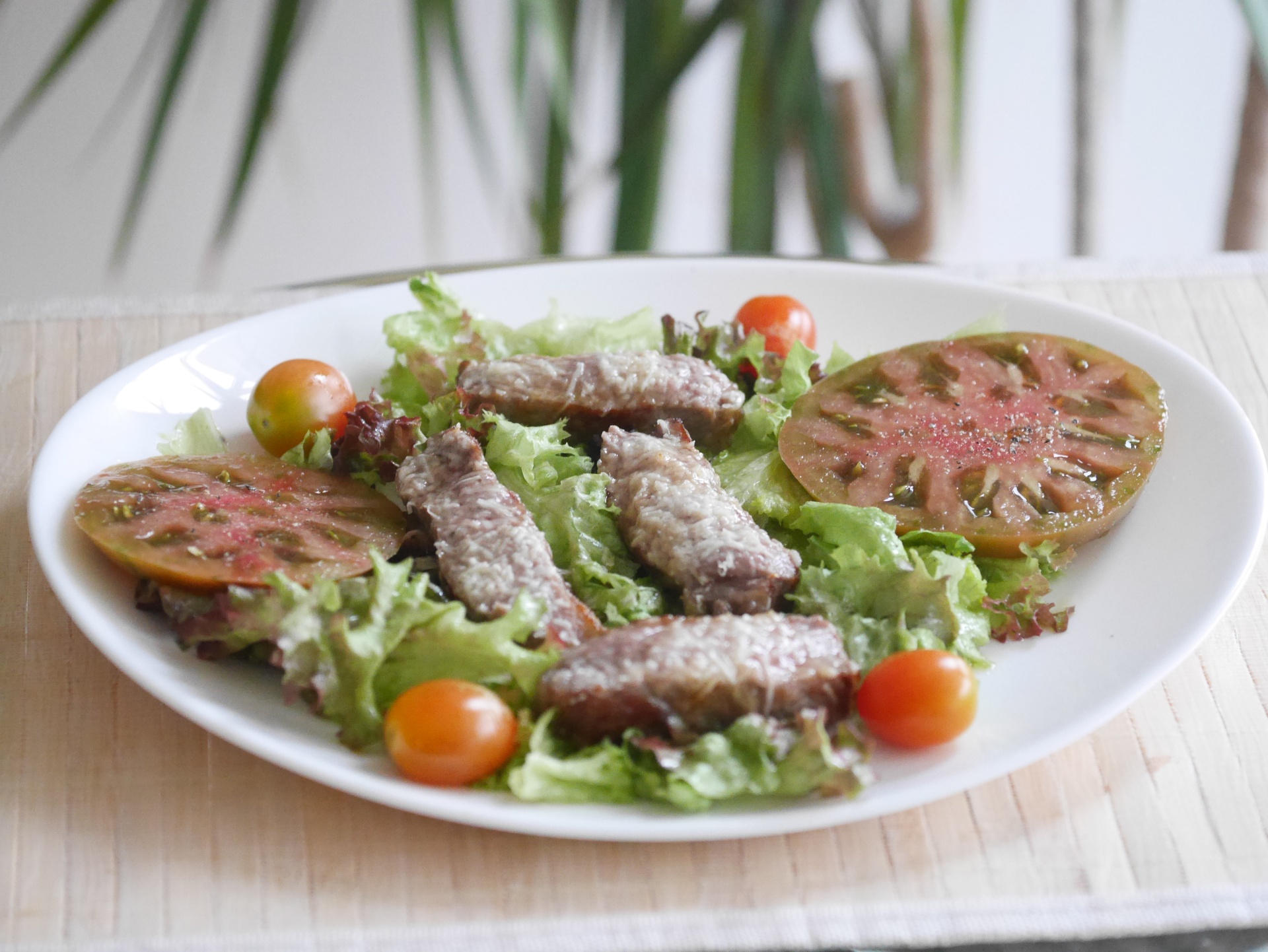 Steakstreifen mit Honig und Pecorino