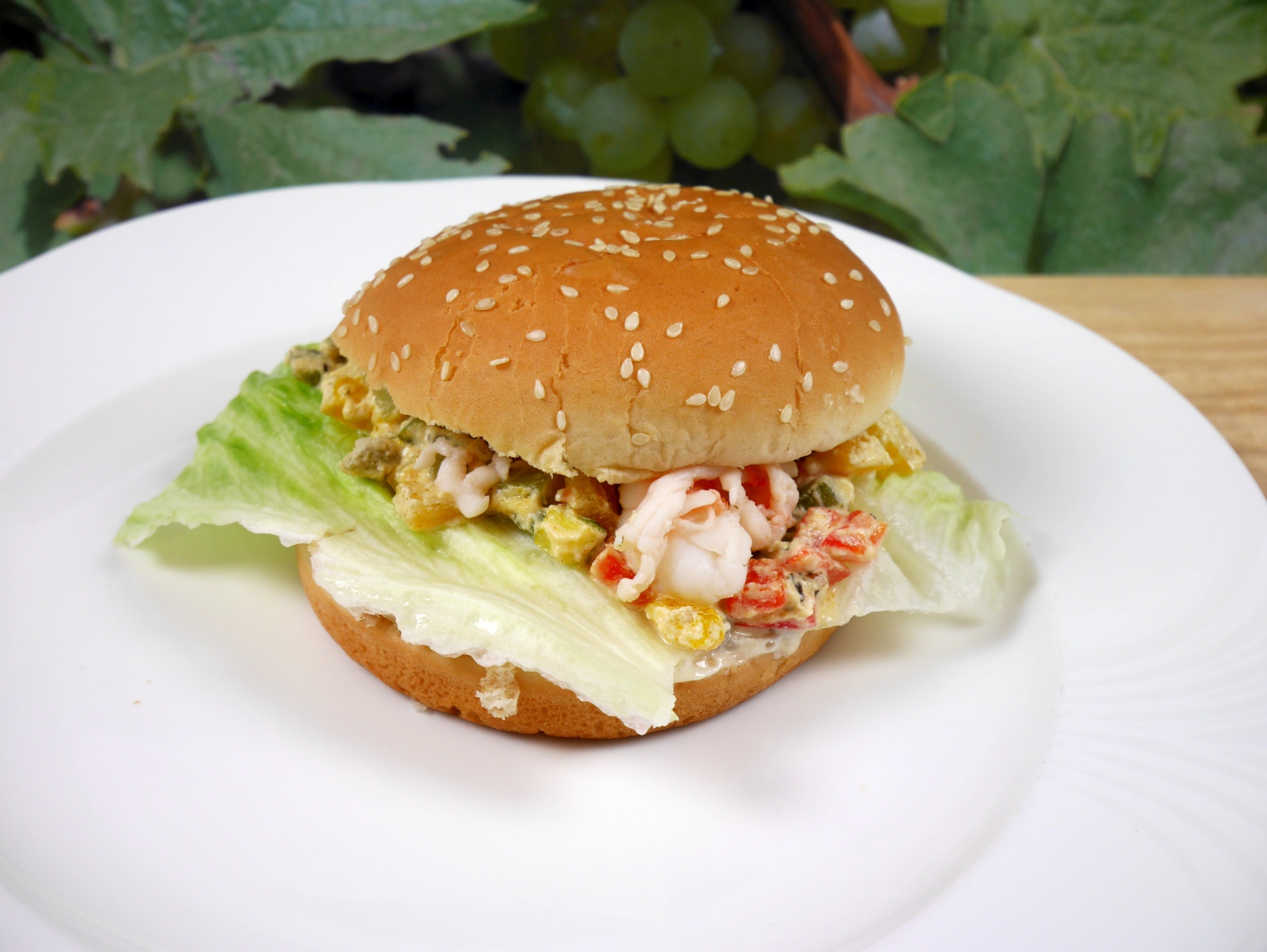 Garnelenburger mit Paprikagemse