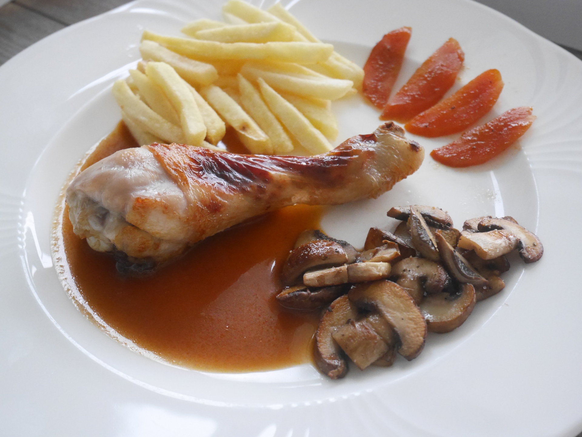 Glasierte Hhnchenunterkeulen mit Pilzen