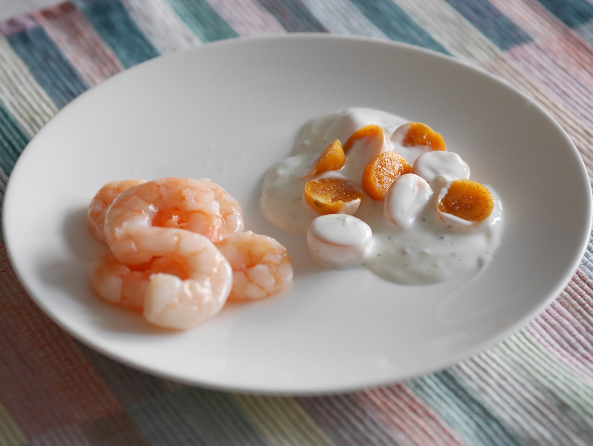 Partygarnelen mit Limettenjoghurt und
              Physalis